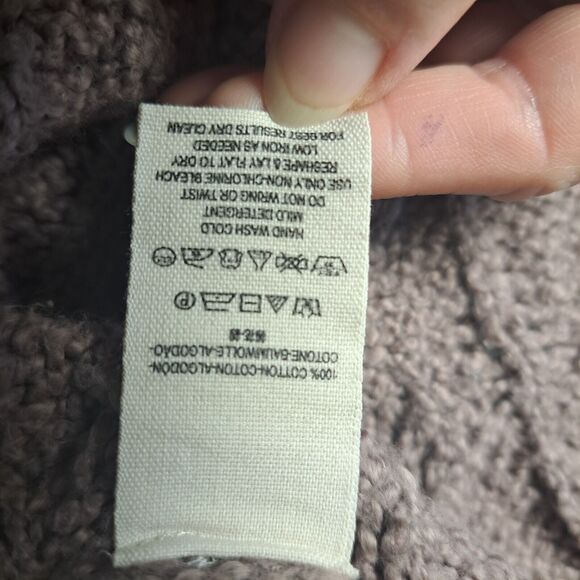 Free People Easy V Oversized Sweater WOMENS Size S COCOA CHUNKY CABLE KNIT COMFY - Picture 10 of 11